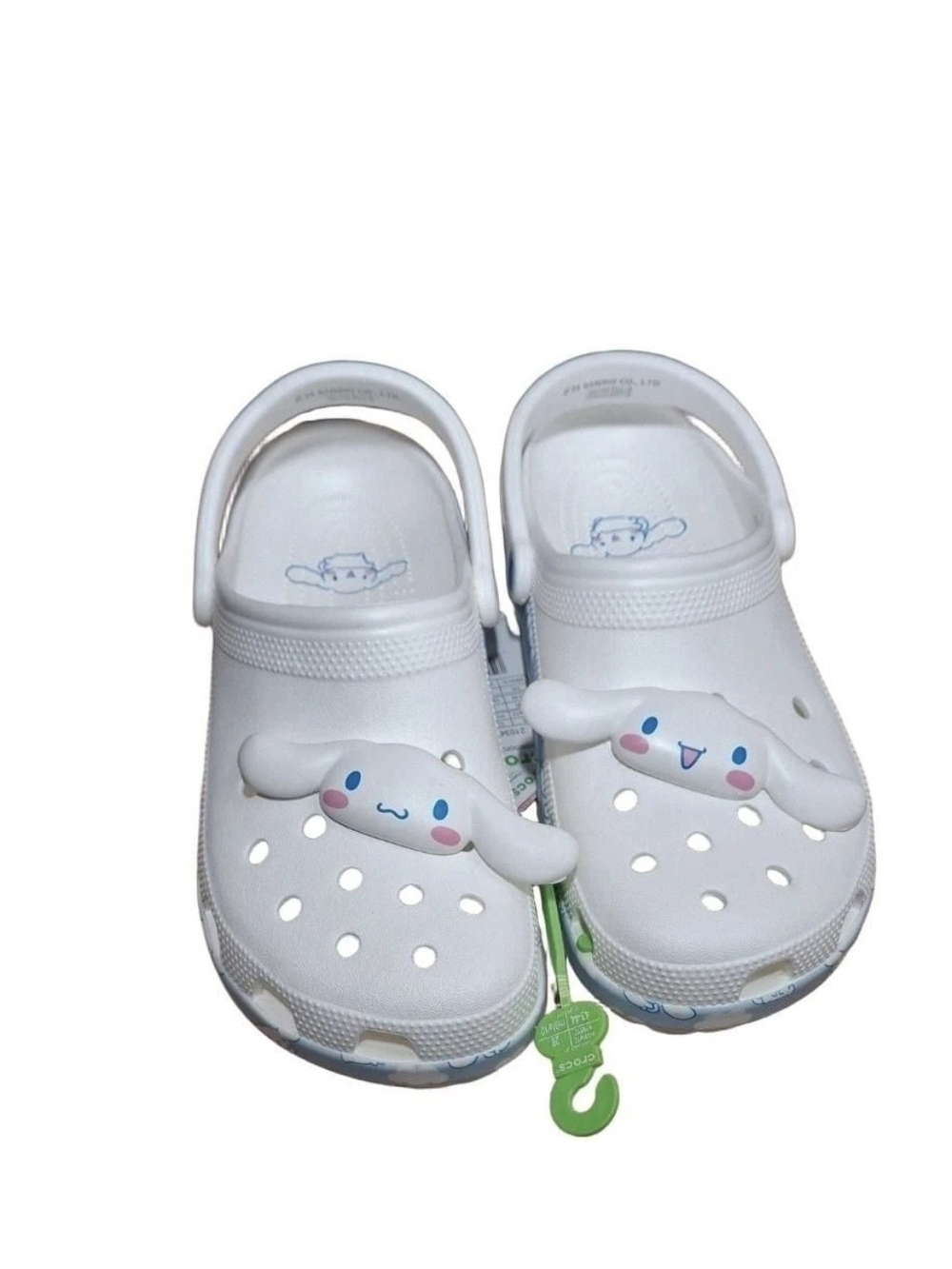 CROCS White Kids Foam Clogs with Blue & Pink Cinnamoroll Charms